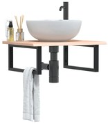 3302593 vidaXL Стенен рафт за мивка, стомана и масивно дърво дъб