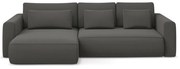 Тъмносив кадифен разтегателен ъглов диван с място за съхранение (ляв ъгъл) Kapua – Makamii