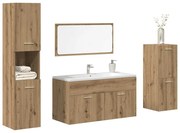 3328590 vidaXL Комплект мебели за баня от 4 части Дъб артизан инженерно дърво