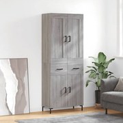 3199879 vidaXL Висок шкаф, сив сонома, 69,5x34x180 см, инженерно дърво