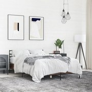 3280081 vidaXL Рамка за легло, кафяв дъб, 140x190 см, инженерно дърво и метал