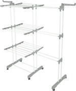 Сушилник за дрехи Kinghoff KH 2044, 30 м, До 30 кг, 3 нива, Колелца, Стомана, Бял/сив