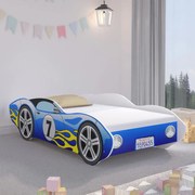 Изключително синьо легло във формата на състезателен автомобил 160 x 80 cm