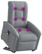3303264 vidaXL Изправящ масажен реклайнер стол, светлосив, текстил
