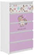 Висококачествен детски скрин с мотив на розов еднорог 121x40x70 cm