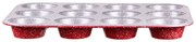 Форма за мъфини и кексчета ZEPHYR Red Passion ZP 1223 EG, 12 мъфина, Мраморно покритие, Червен