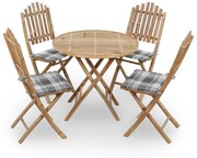 3063974 vidaXL Градински трапезен комплект сгъваем възглавници 5 части бамбук