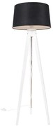 Модерен трипод бял с черен ленен абажур 45 см - Tripod Classic