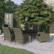 3099671 vidaXL Градински трапезен комплект, 7 части, кафяв
