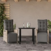 3213469 vidaXL Градински трапезен комплект 3 части с възглавници светлосив