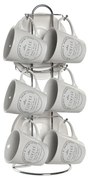 Комплект чаши с чинийки DKD Home Decor Метал Бял Каменинов 90 ml