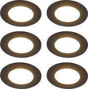 Комплект от 6 модерни вградени спота черни, включително LED 3-степенно димируеми IP65 - Blanca