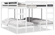 3308584 vidaXL Рамка за тройно легло, бяло, 200x200/80x200 см, бор масив