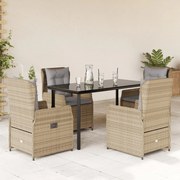 3262877 vidaXL Градински комплект с възглавници, 5 части, бежов полиратан