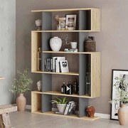 Библиотека Mito TopMebel от меламин в цвят дъб - антрацит 108x25x161cm