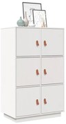 820173 vidaXL Висок шкаф, бял, 67x40x108,5 см, борово дърво масив