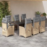 3213273 vidaXL Градински комплект с възглавници, 9 части, бежов полиратан