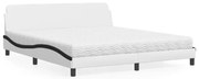 3208463 vidaXL Легло с матрак Dover, бяло и черно, 180x200 см, изкуствена кожа