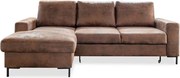 Винтидж кафяв кожен разтегателен диван, ляв ъгъл Lofty Lilly - Miuform
