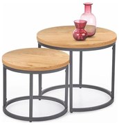 КОМПЛЕКТ 2x Конферентна маса OREO пр. 43/53 см антрацит/златен дъб