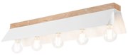 Плафон ESME 5xE27/15W/230V бял/дъб