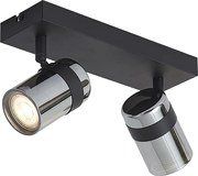 Плафон черен с димно стъкло 2 светлини въртящ се и накланящ се - Gianni