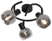 Таванна лампа в стил арт деко черна с опушено стъкло 3-светлина кръгла - Vidro