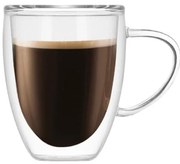 Horecano - Стъклена двустенна чаша за топли напитки с дръжка 350мл (HC-12244)