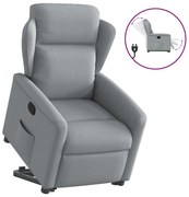 3303134 vidaXL Изправящ реклайнер стол, светлосив, текстил