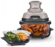 Фритюрник с горещ въздух преносим 4в1 Ninja CRISPi FN101EUST, 1700W, 3.8l, 6 порции, 2 стъклени контейнера, 4 програми, Без PFAS и BPA, Бежов