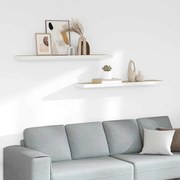326586 vidaXL Окачени стенни рафтове, 2 бр, дъб и бял, 120x23,5x3,8 см, МДФ