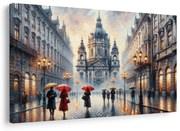 Картина на платно – дъждовна улица с катедрала