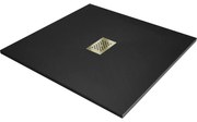 Mexen Hugo квадратен поддуш SMC 100 x 100 см, черен, златен капак - 42701010-G