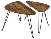 Комплект от 2 странични маси ELDUR в кафяво/черно