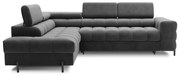 Тъмносив кадифен разтегателен ъглов диван с място за съхранение (ляв ъгъл L форма) Ferucce – ELTAP