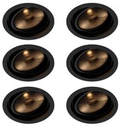 Комплект от 6 модерни черни регулируеми вградени спота - Coop 111 Honey