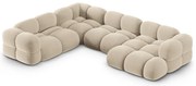 Бежов кадифен ъглов диван (ляв ъгъл/U форма) Loretto – Cosmopolitan Design