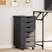 355890 vidaXL Шкаф с чекмеджета на колелца MOSS, сив, бор масив