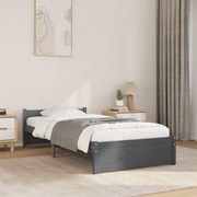 815006 vidaXL Рамка за легло, сива, дърво масив, 75x190 см, Small Single
