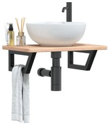 3302335 vidaXL Стенен рафт за мивка, стомана и масивно дърво дъб