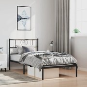 355457 vidaXL Метална рамка за легло с горна табла, черна, 100x190 см