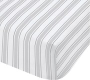 Сиво-бял памучен чаршаф , 135 x 190 cm Check and Stripe - Bianca