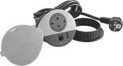 Legrand Модул за вграждане в бюро с 1х Шуко, USB тип A+C и 1х RJ45 Cat.6 UTP, кабел 2m, Ø80mm, цвят ЧЕРЕН с капак, Incara Disq