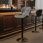 Регулируем на височина въртящ се бар стол с облегалка Сив