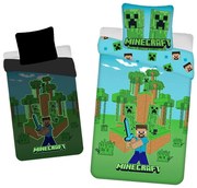 Единично памучно детско спално бельо със светещ ефект 140x200 cm Minecraft "Jungle Fight" – Jerry Fabrics