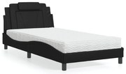 3208775 vidaXL Легло Viana без матрак, черно, 100x200 см, изкуствена кожа