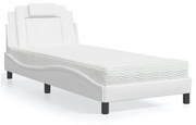 3208755 vidaXL Легло с матрак, бяло, 80x200 см, изкуствена кожа