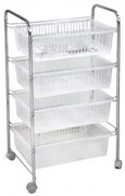 Horecano - Стелаж на 4 етажа с колелета пластмаса/инокс (ABC 025)