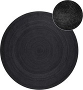 Черен двустранен/ръчно изработен ютен кръгъл килим ø 140 cm Braided – Hanse Home
