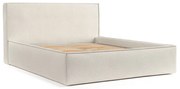 Кремаво тапицирано двойно легло с място за съхранение с включена подматрачна рамка 200x200 cm Lounge L – Maison de Rêve